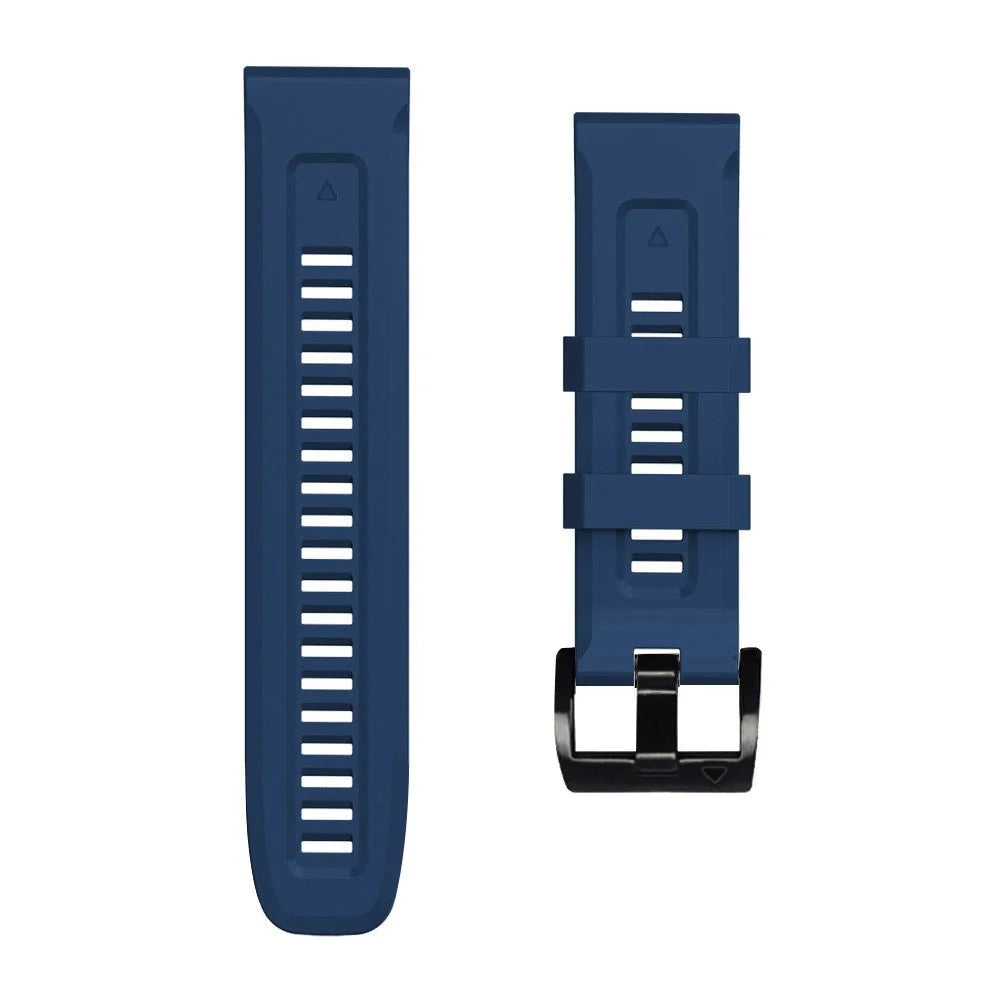 For Garmin Fenix 7X Wear-resistant Silicone Watch Band Replacement Adjustable Wrist Strap with Buckle - Dark Blue - 6