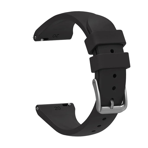 For Samsung Galaxy Watch3 41mm/Gear Sport/Huawei Watch 2 Silicone Watch Strap 20mm Quick Release Wrist Band with Buckle for Sports Watch - Black - 1