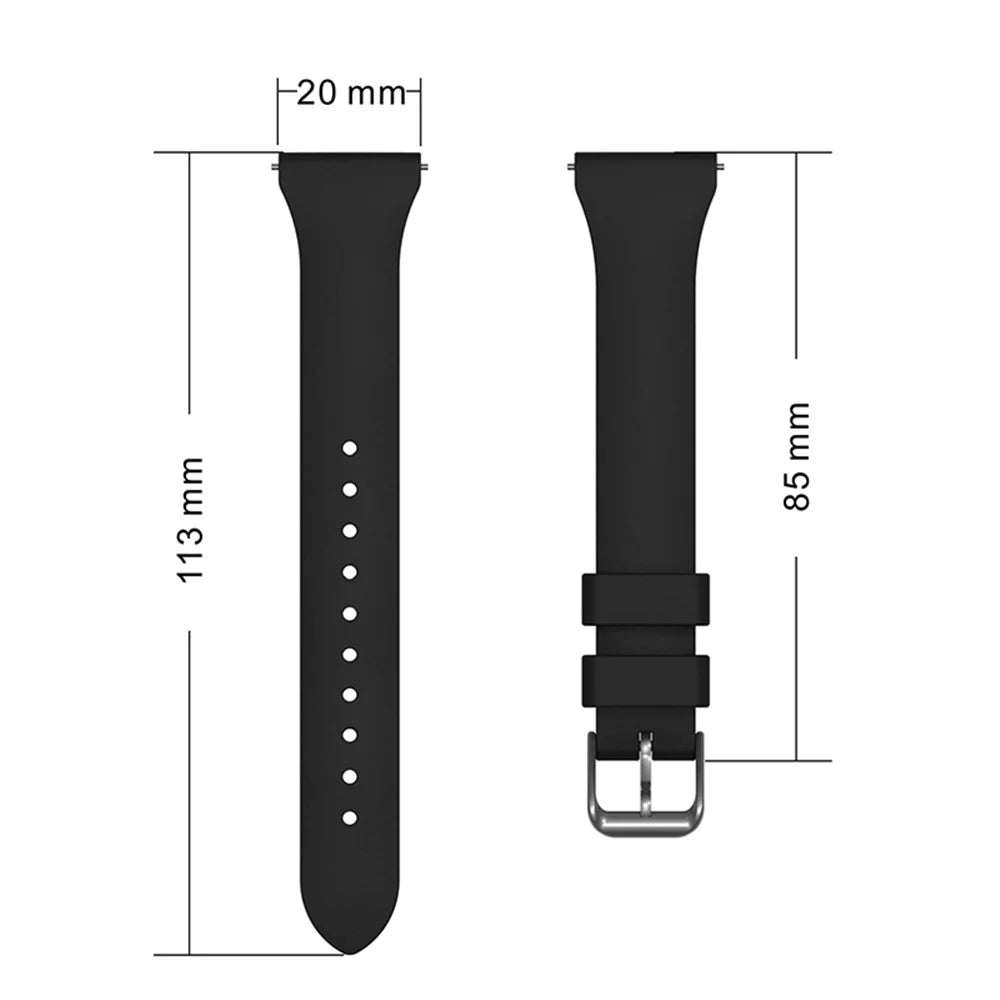 For Samsung Galaxy Watch3 41mm/Gear Sport/Huawei Watch 2 Silicone Watch Strap 20mm Quick Release Wrist Band with Buckle for Sports Watch - Black - 6