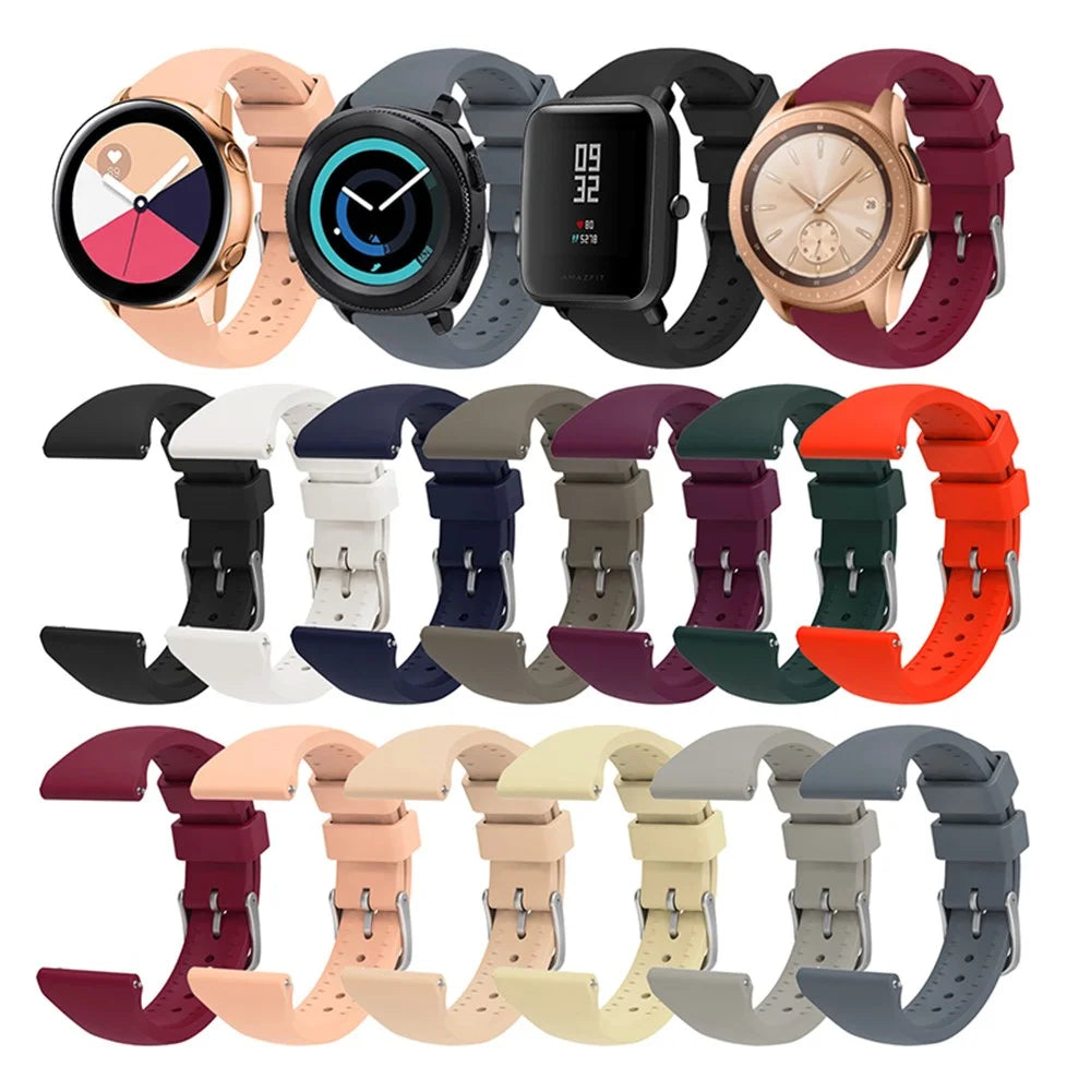 For Samsung Galaxy Watch3 41mm/Gear Sport/Huawei Watch 2 Silicone Watch Strap 20mm Quick Release Wrist Band with Buckle for Sports Watch - Black - 7