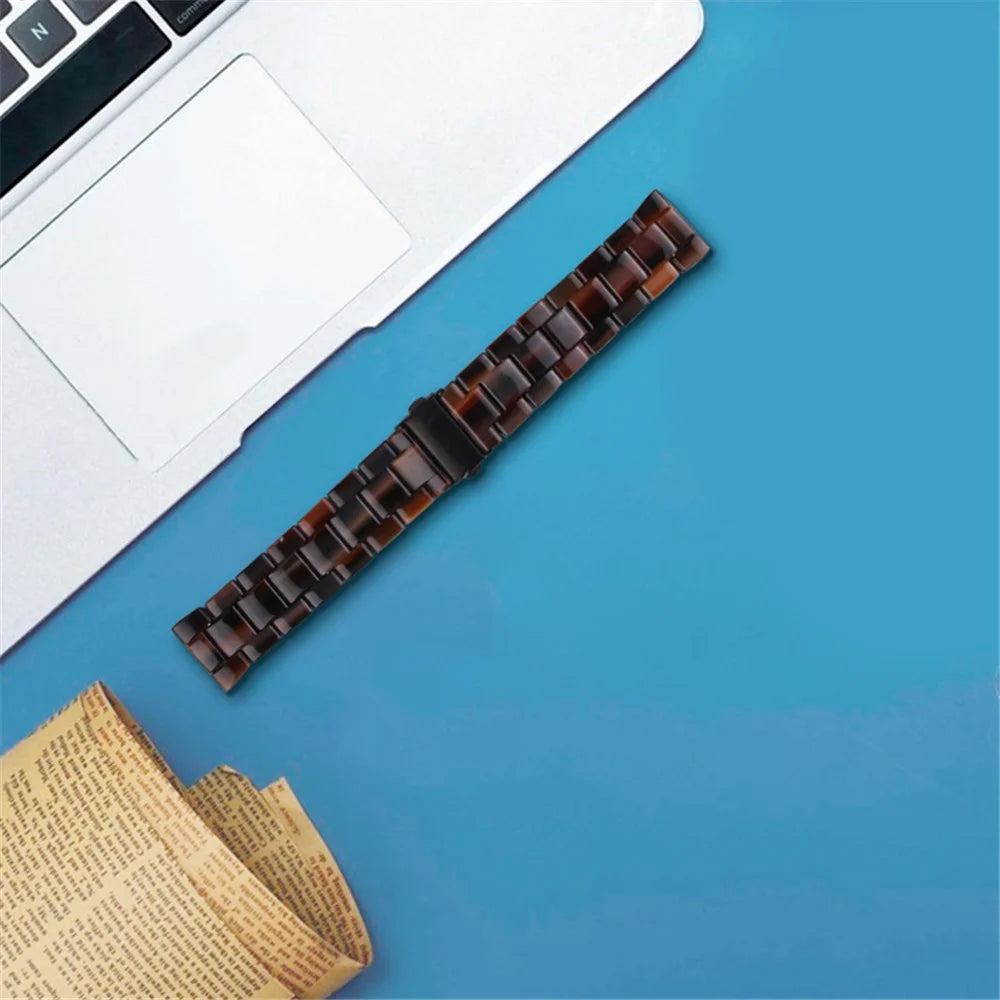 For Fossil Gen5 Carlyle/Gen5 Julianna/Gen5 Garrett/Gen5 Carlyle HR Resin Watch Band Stylish Quick Release 22mm Wrist Strap Smart Watch Replacement Part - Chocolate - 3