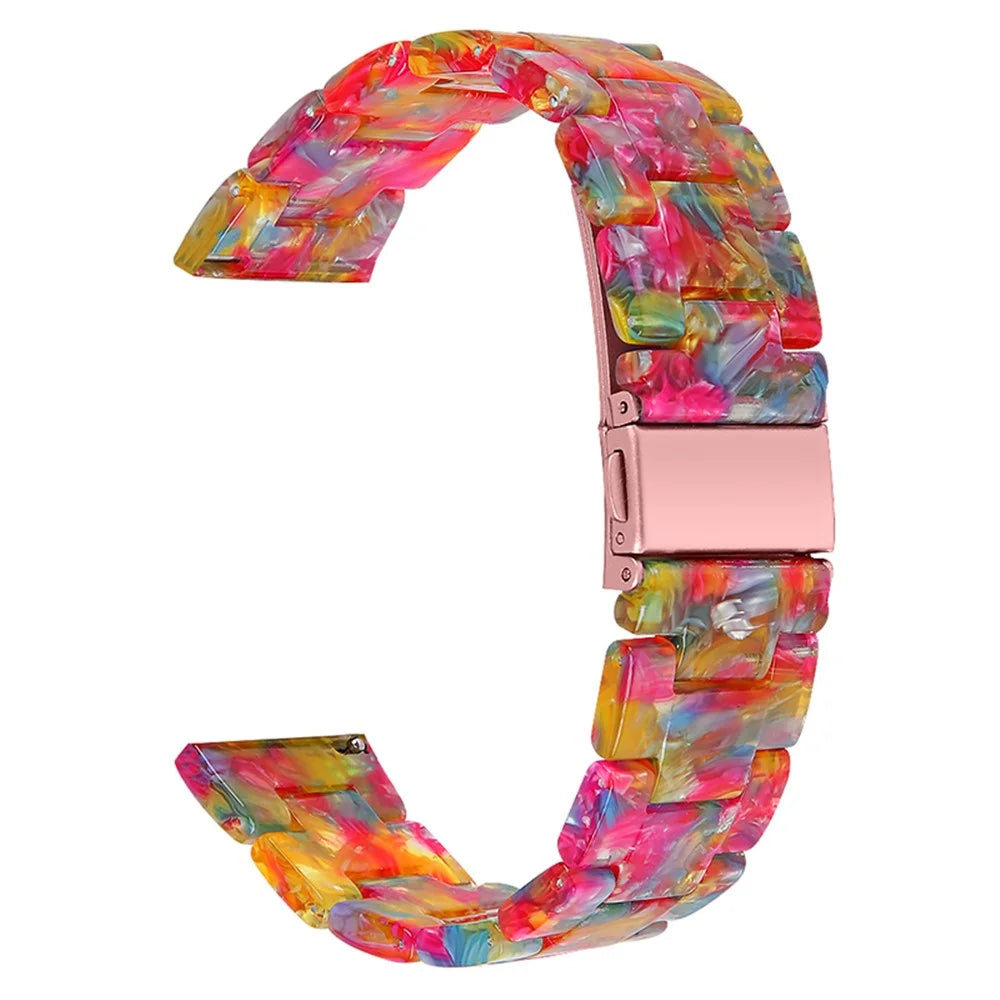 For Fossil Carlyle Gen 5 / Julianna Gen 5 / Gen 5 Garrett / Gen 5 Carlyle HR 22mm Watch Strap Stylish Replacement Resin Wrist Band - Rainbow Candy - 1