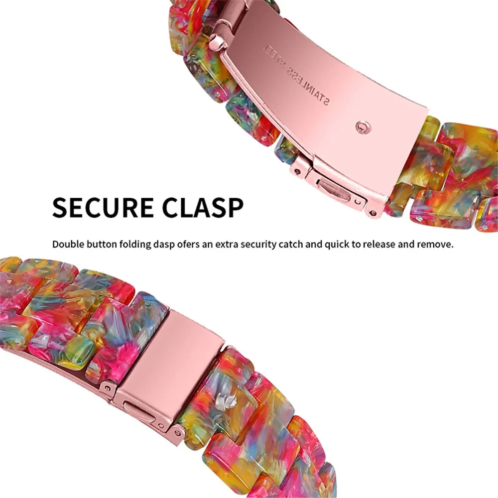 For Fossil Carlyle Gen 5 / Julianna Gen 5 / Gen 5 Garrett / Gen 5 Carlyle HR 22mm Watch Strap Stylish Replacement Resin Wrist Band - Rainbow Candy - 2