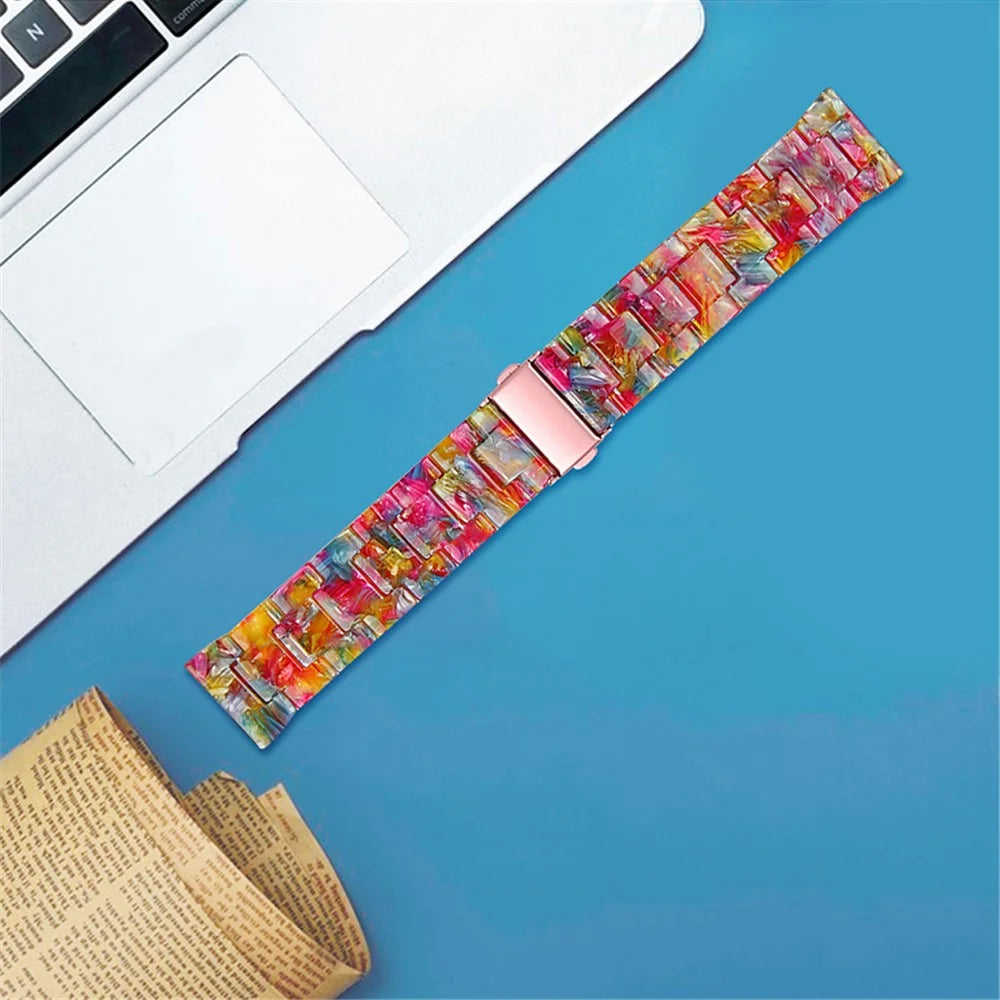 For Fossil Carlyle Gen 5 / Julianna Gen 5 / Gen 5 Garrett / Gen 5 Carlyle HR 22mm Watch Strap Stylish Replacement Resin Wrist Band - Rainbow Candy - 3