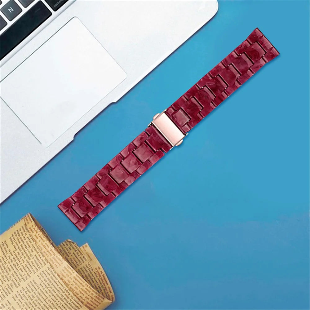 For Huami Amazfit GTR 47mm/Pace/Stratos/Stratos 2/Youth Edition 22mm Fashionable 3 Beads Resin Watch Strap Replacement Wrist Band - Marble Red - 3