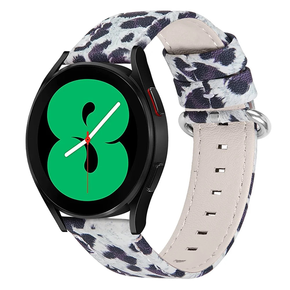 For Xiaomi Mi Watch Color/Haylou Solar LS05 Genuine Cowhide Leather Soft Leopard Texture Durable Wristband Watch Strap - Black/Leopard - 1