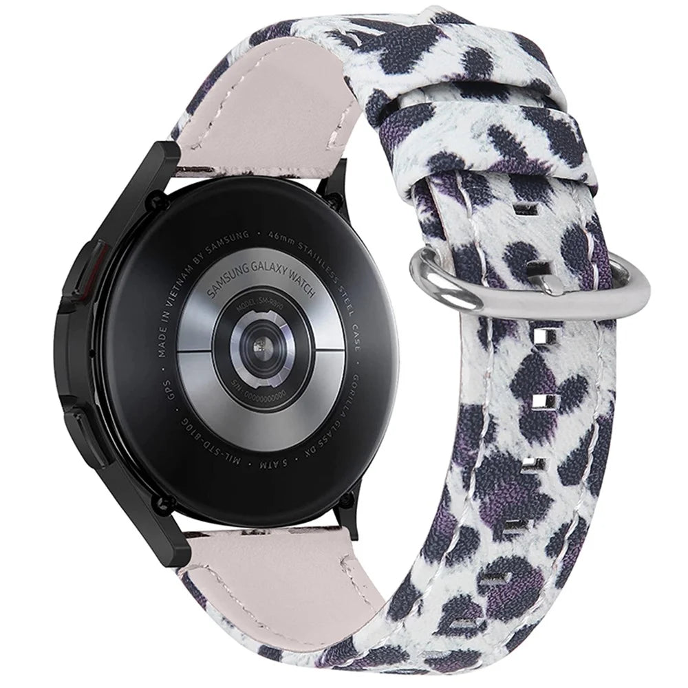 For Xiaomi Mi Watch Color/Haylou Solar LS05 Genuine Cowhide Leather Soft Leopard Texture Durable Wristband Watch Strap - Black/Leopard - 2