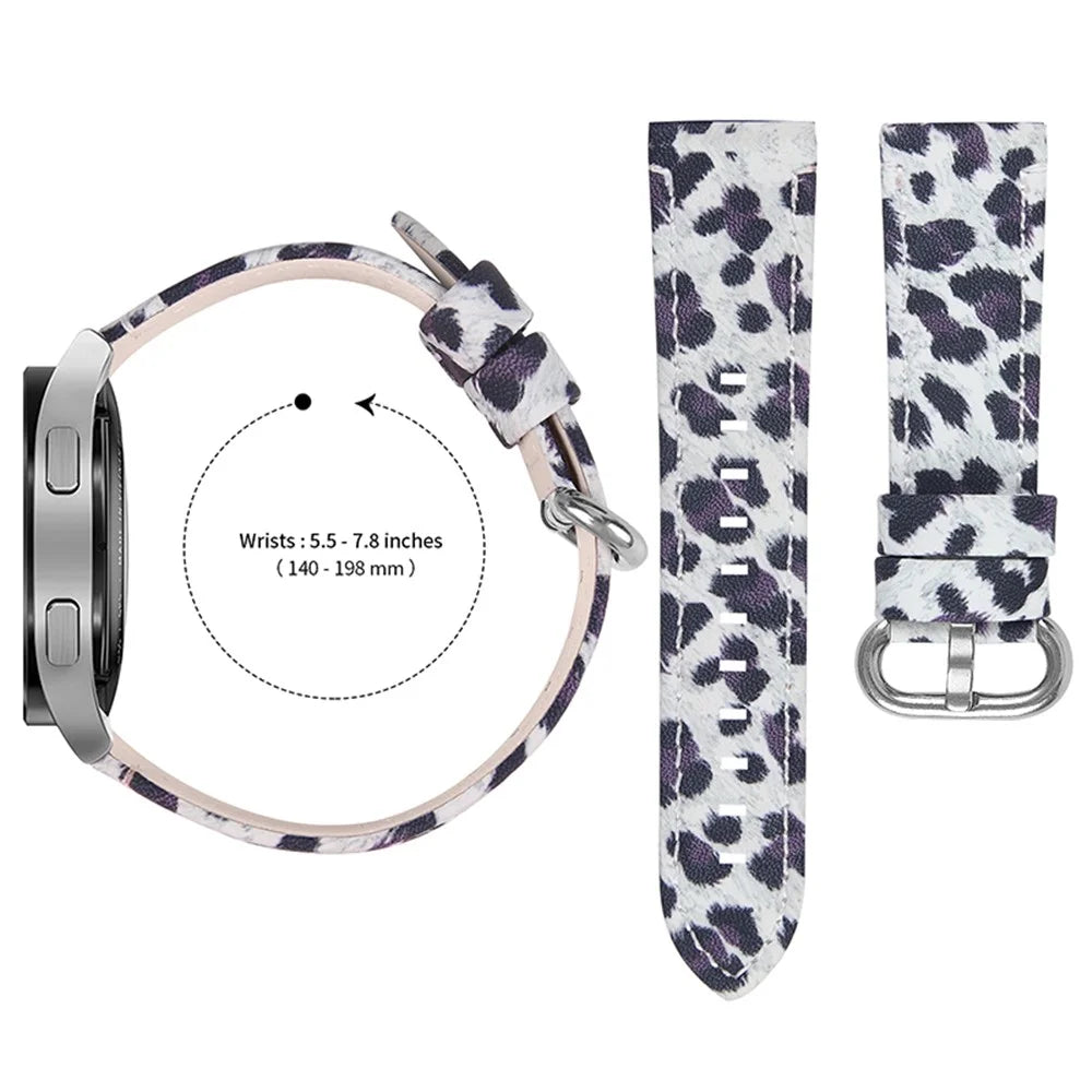 For Xiaomi Mi Watch Color/Haylou Solar LS05 Genuine Cowhide Leather Soft Leopard Texture Durable Wristband Watch Strap - Black/Leopard - 3