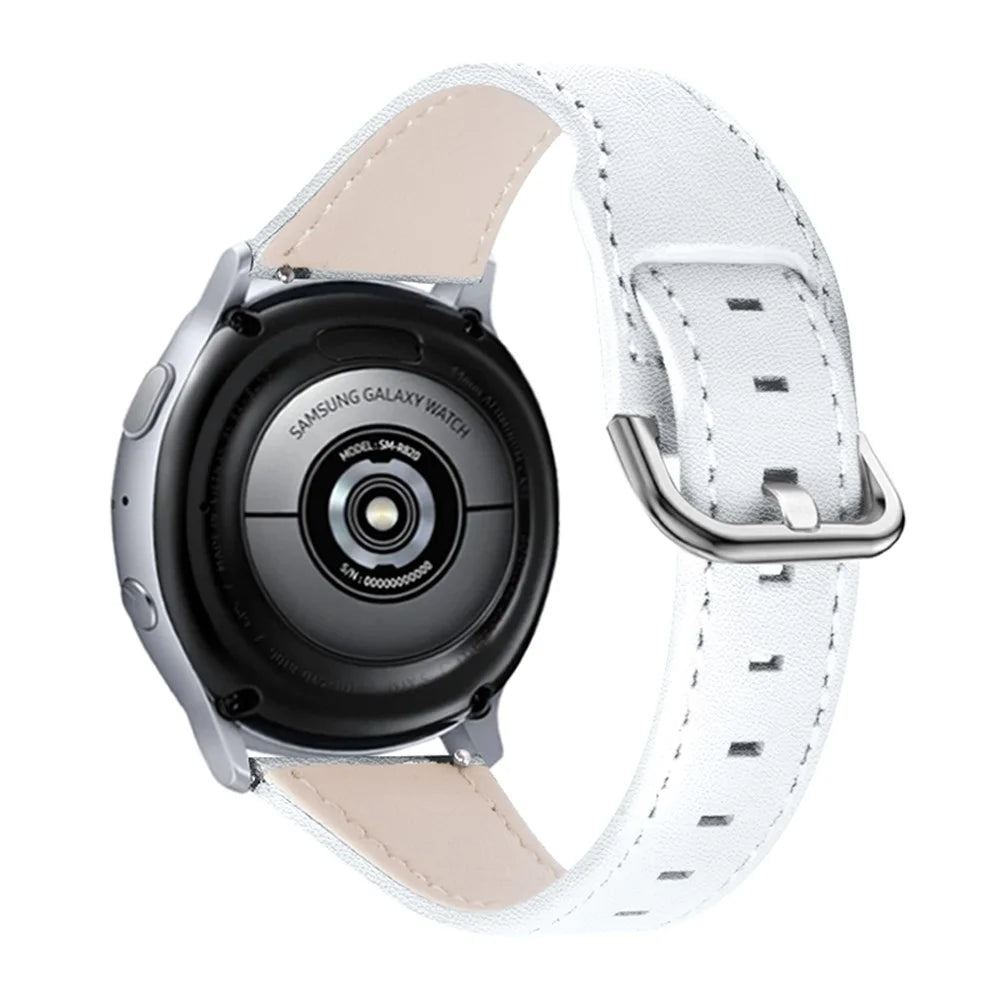 For LG Watch Sport Wear-resistant Cowhide Leather Watch Band Watch Strap with Stainless Steel Buckle - White - 1