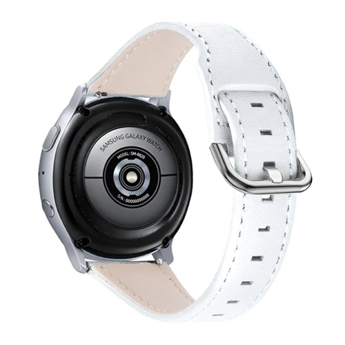 For LG Watch Sport Wear-resistant Cowhide Leather Watch Band Watch Strap with Stainless Steel Buckle - White - 1