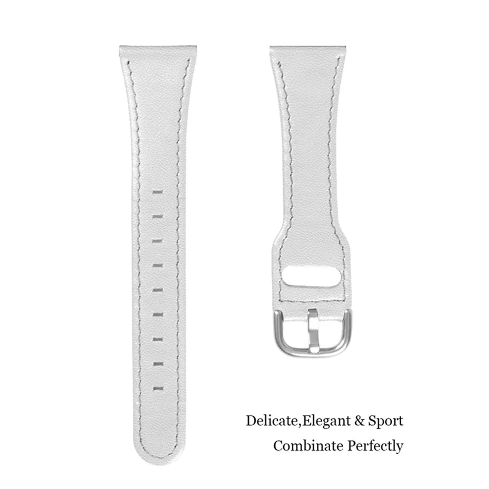 For LG Watch Sport Wear-resistant Cowhide Leather Watch Band Watch Strap with Stainless Steel Buckle - White - 2