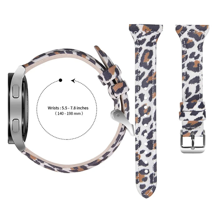 For Samsung Galaxy Watch 46mm/Watch3 45mm Genuine Cowhide Leather Leopard Texture Smart Watch Strap Wristband - White Brown/Leopard - 2