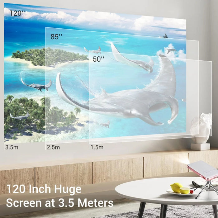 HOTACK D047A Portable Wireless Projector Mini Home Theater Projector with Bluetooth-compatible WiFi Functions Support 32GTF Card - EU Plug - 2