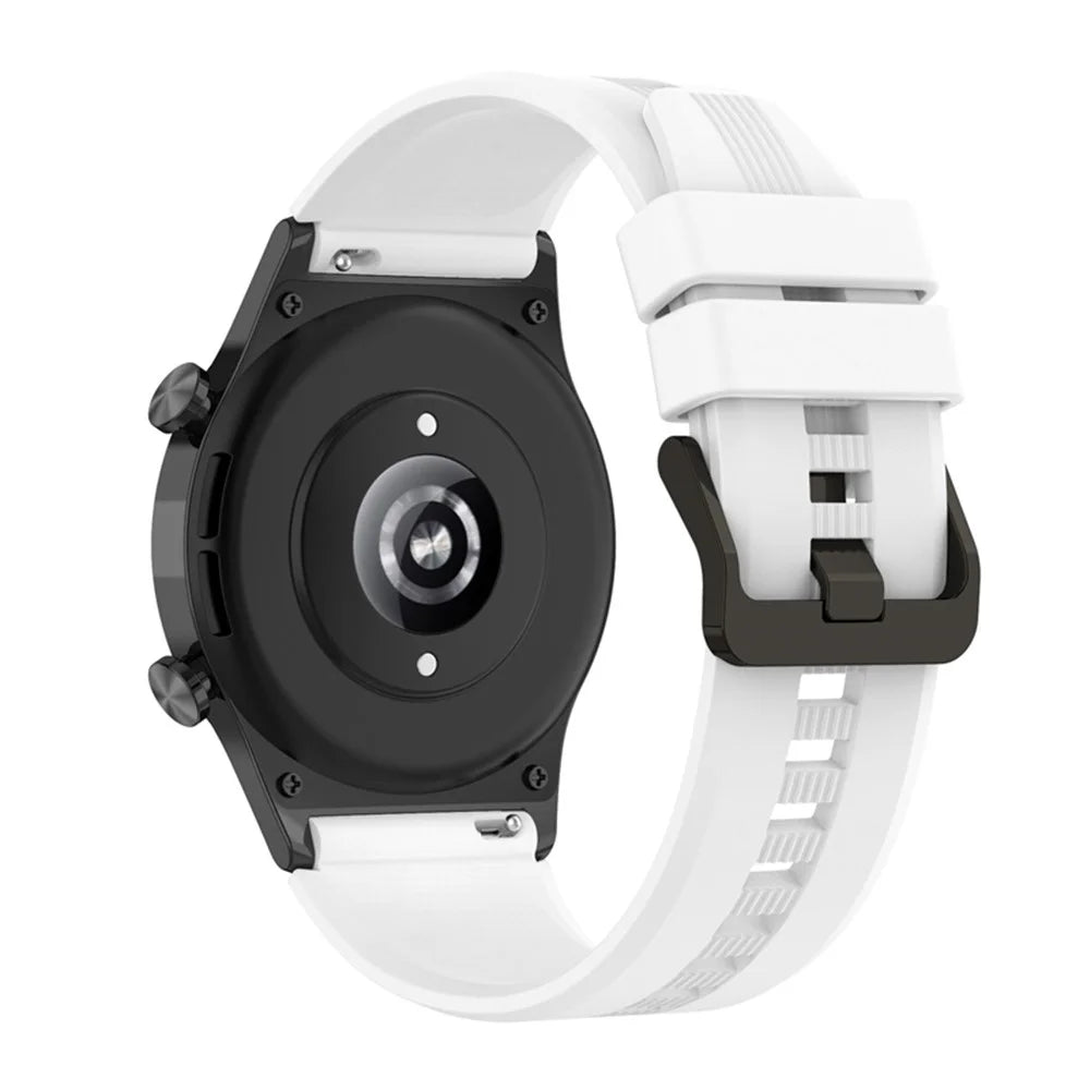 For Honor Watch GS3 Stripe Design Silicone Watch Strap 22mm Replacement Wrist Band with Stainless Steel Buckle - White - 2