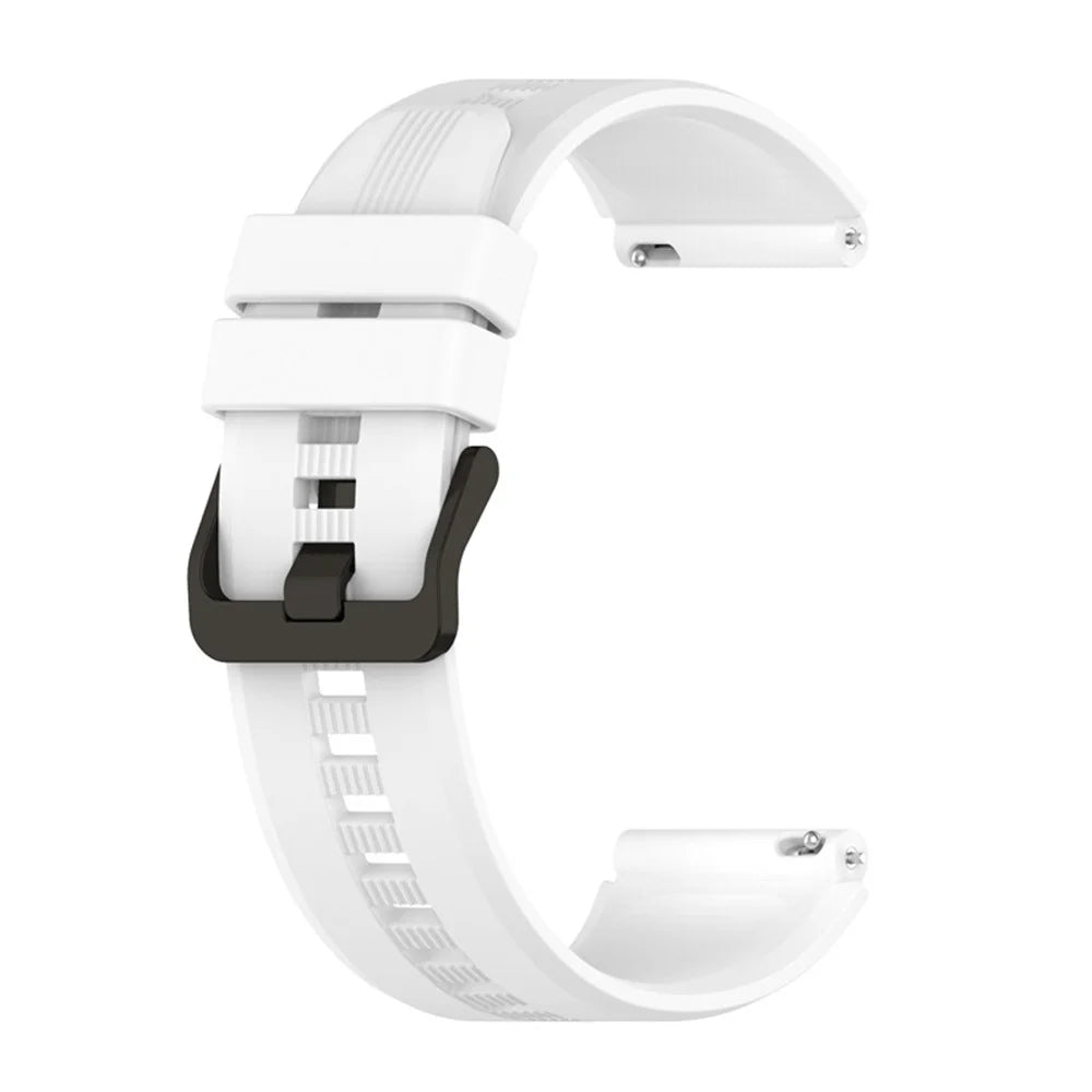 For Honor Watch GS3 Stripe Design Silicone Watch Strap 22mm Replacement Wrist Band with Stainless Steel Buckle - White - 3