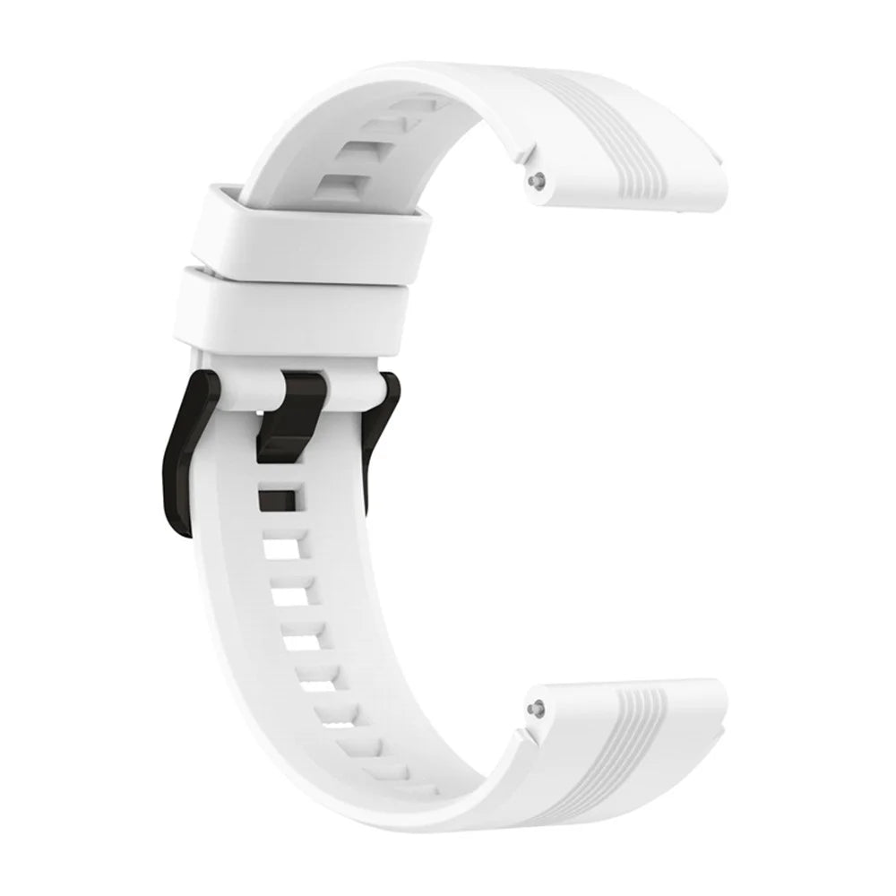 For Honor Watch GS3 Stripe Design Silicone Watch Strap 22mm Replacement Wrist Band with Stainless Steel Buckle - White - 4