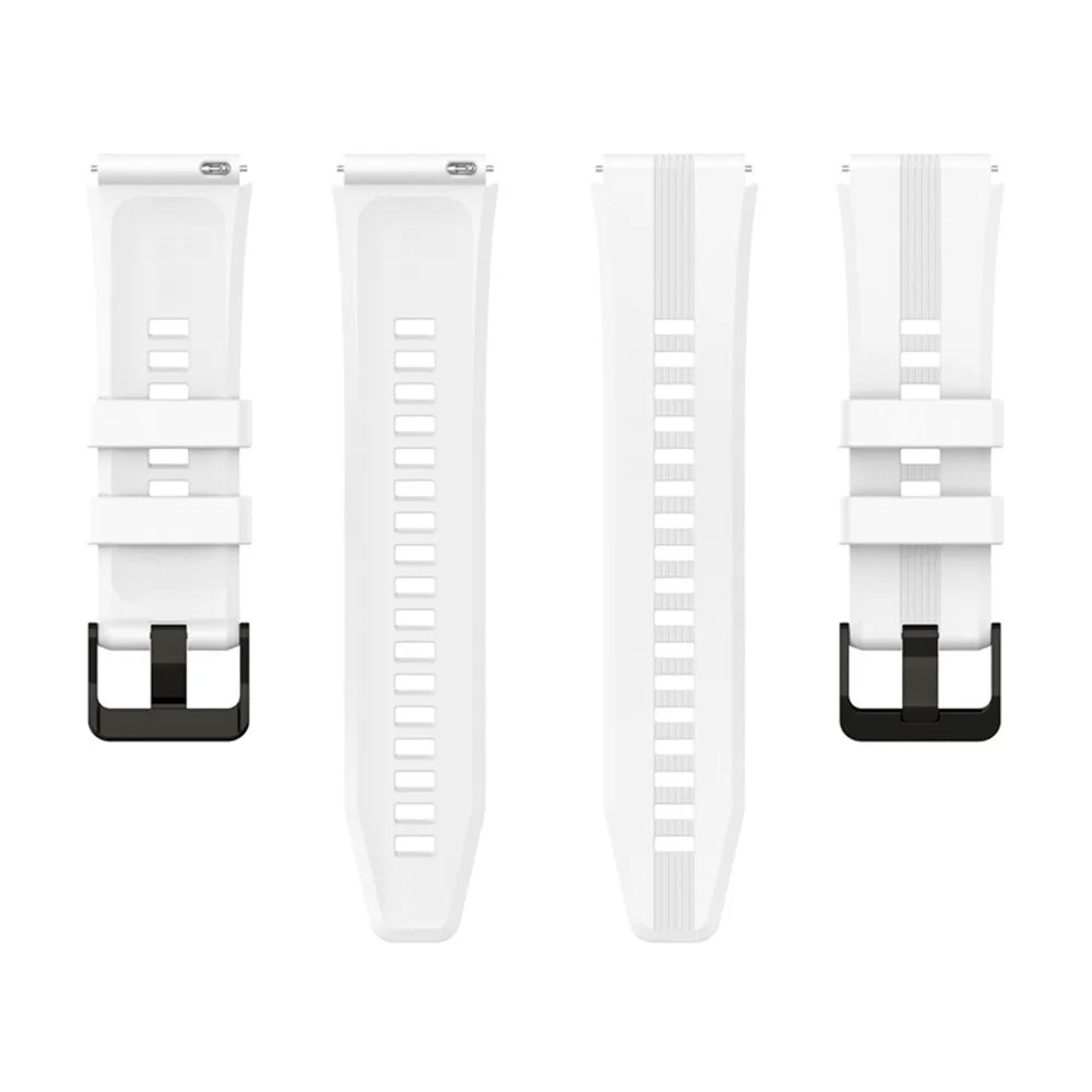 For Honor Watch GS3 Stripe Design Silicone Watch Strap 22mm Replacement Wrist Band with Stainless Steel Buckle - White - 5