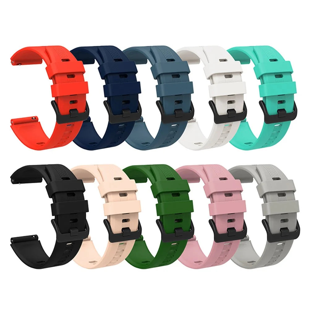 For Honor Watch GS3 Stripe Design Silicone Watch Strap 22mm Replacement Wrist Band with Stainless Steel Buckle - White - 6