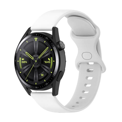 For Huawei Watch GT 3 46mm/Watch GT 2 46mm/Watch GT Runner Silicone Watch Band 22mm Adjustable Wrist Strap Replacement - White - 1