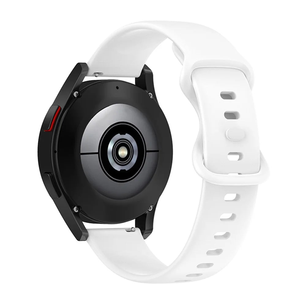 For Samsung Galaxy Watch 4 40mm / 44mm / Watch 4 Classic 42mm / Amazfit Bip 3 / GTS 3 Silicone Watch Band 20mm Quick Release Wrist Strap with Butterfly Buckle for Sports Watch - White - 1