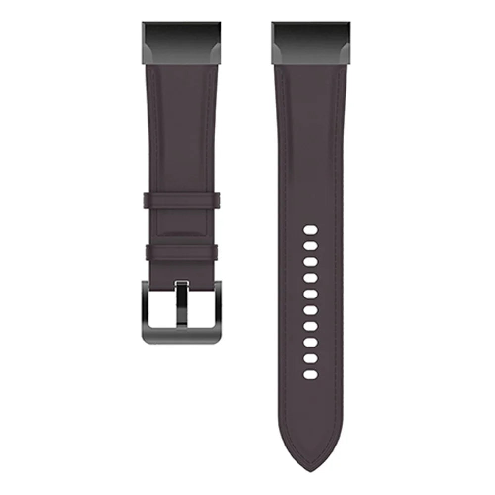 For Garmin Fenix 7X/6X/5X Genuine Leather Watch Strap Adjustable Bracelet Smart Watch Band with Buckle - Dark Purple - 2