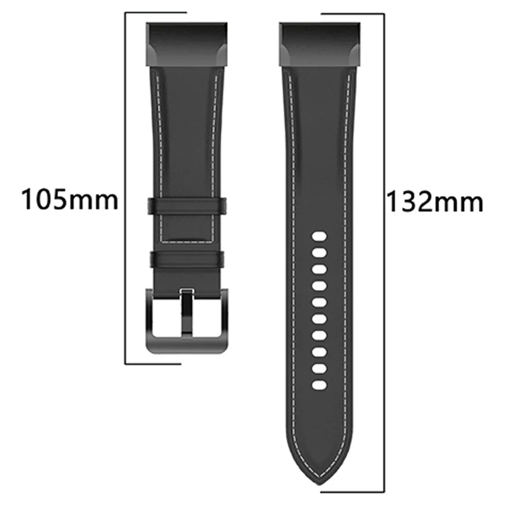 For Garmin Fenix 7X/6X/5X Genuine Leather Watch Strap Adjustable Bracelet Smart Watch Band with Buckle - Dark Purple - 5