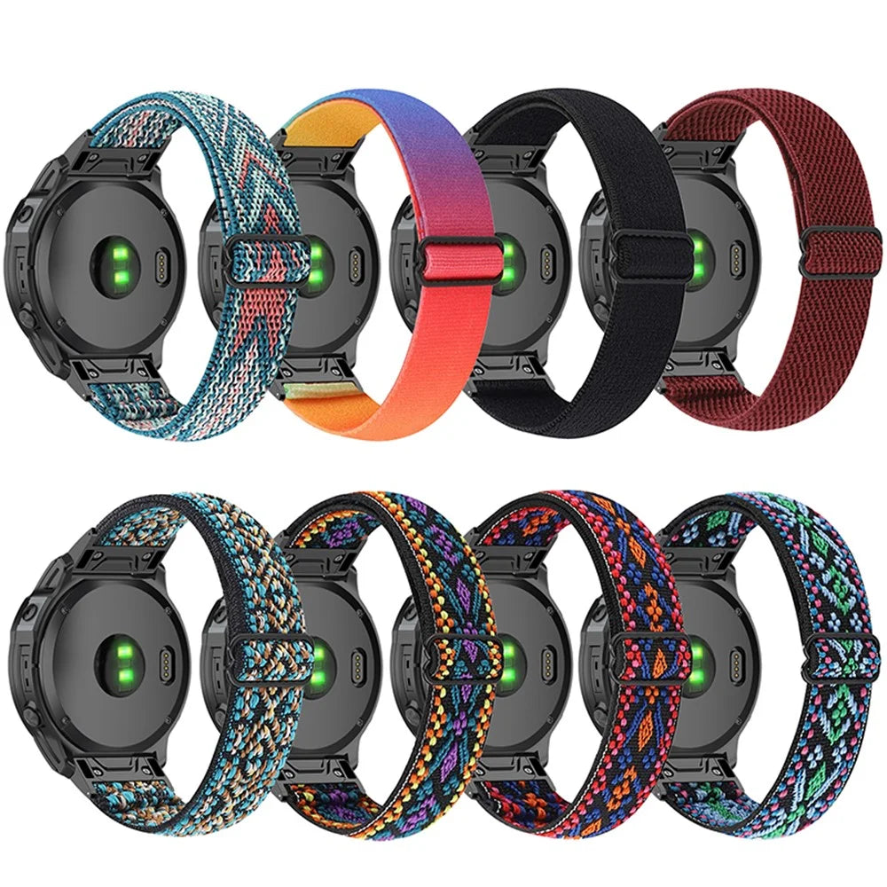 For Garmin Fenix Series 7S/6S/5S/Instinct 2S Adjustable Watch Strap Elastic Nylon Bracelet Smart Watch Breathable Band for Women/Men - Brown - 4