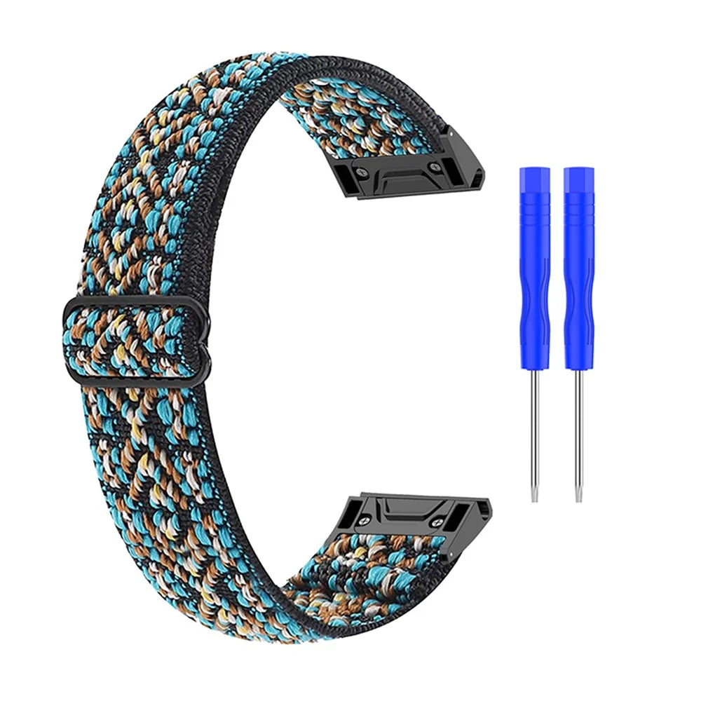 For Garmin Fenix Series 7X/6X/Coros Vertix 2 Elastic Nylon Watch Strap Adjustable Bracelet Smart Watch Breathable Band for Women/Men - Brown - 2