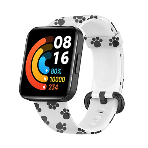 For Xiaomi Redmi Watch 2 Lite Pattern Printed Watchband Adjustable Silicone Smart Watch Strap - Paw - 1