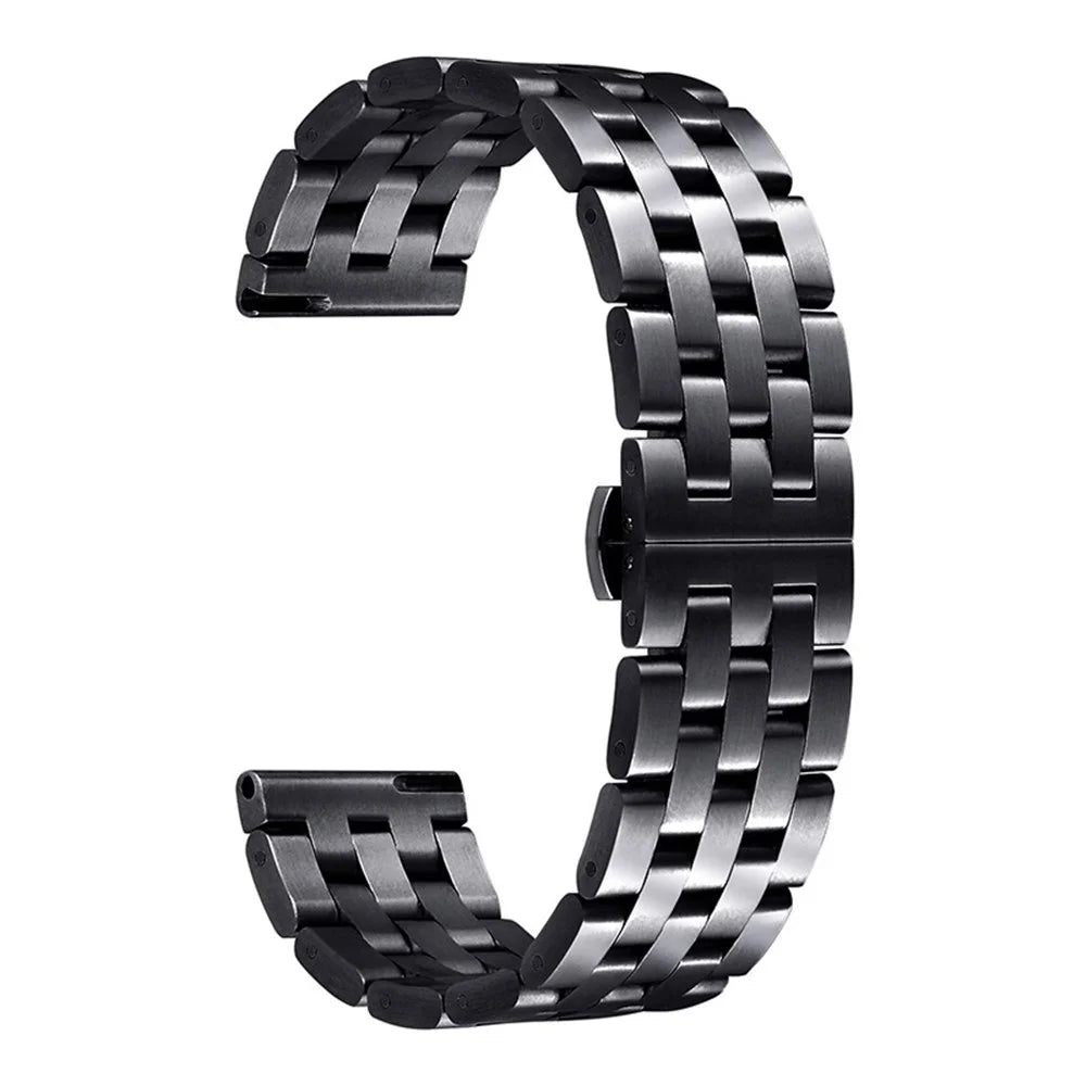 For Garmin Venu 2S/Vivoactive 4S 40mm/Vivomove 3S Replacement Watch Strap 18mm 5 Beads Stainless Steel Wrist Band - Black - 1