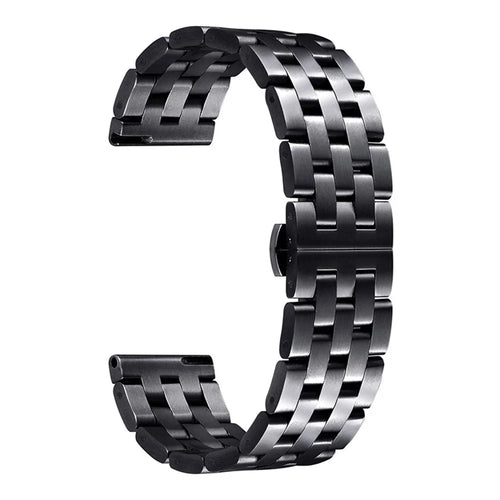 For Garmin Venu 2S/Vivoactive 4S 40mm/Vivomove 3S Replacement Watch Strap 18mm 5 Beads Stainless Steel Wrist Band - Black - 1