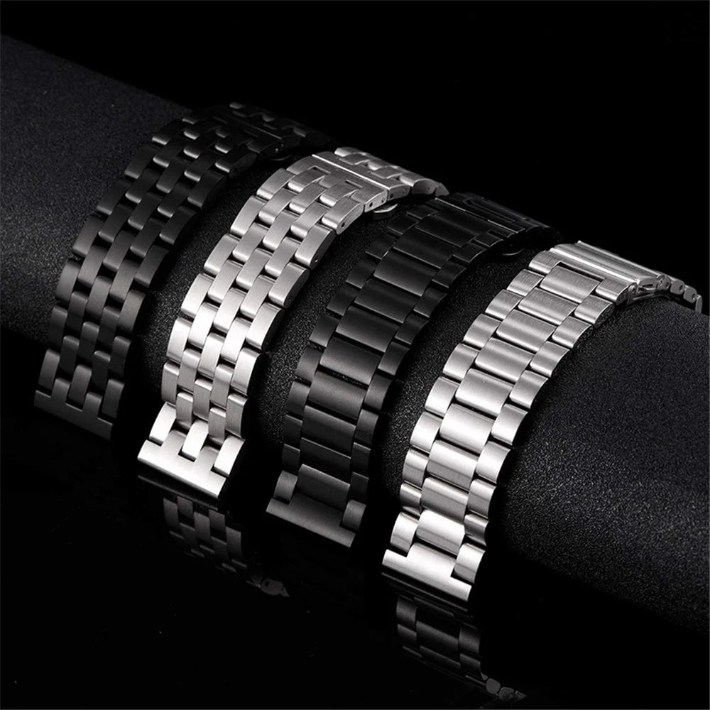 For Fossil Gen 5E 42mm/Gen 6 42mm/Q Venture Gen 4 HR Stainless Steel 18mm Replacement Strap 5 Beads Design Smartwatch Band - Silver - 5