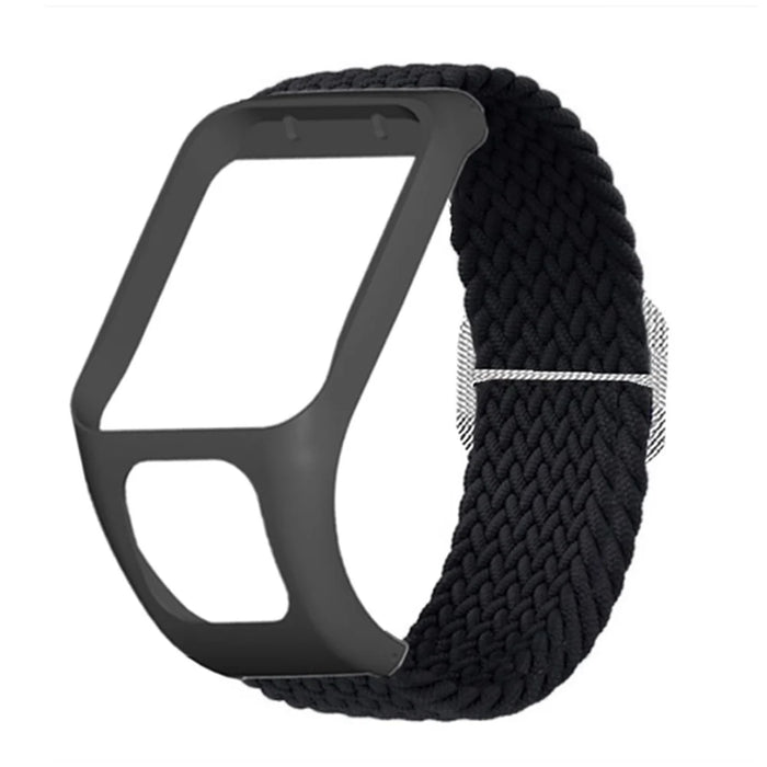For TomTom Runner 2/Runner 3/Spark/Adventurer Elastic Woven Smart Watch Band Adjustable Wrist Strap - Black - 2