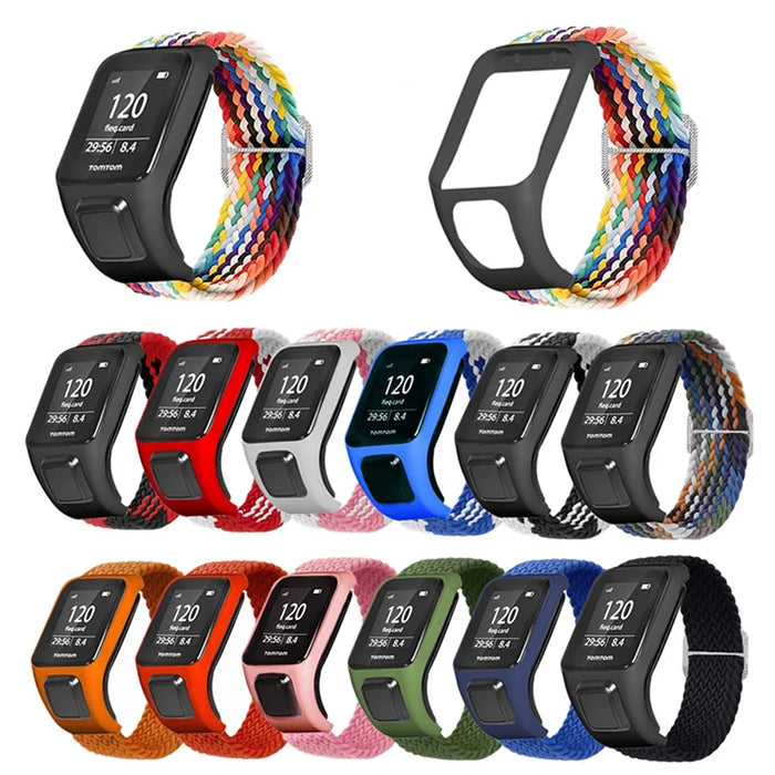 For TomTom Runner 2/Runner 3/Spark/Adventurer Elastic Woven Smart Watch Band Adjustable Wrist Strap - Black - 3