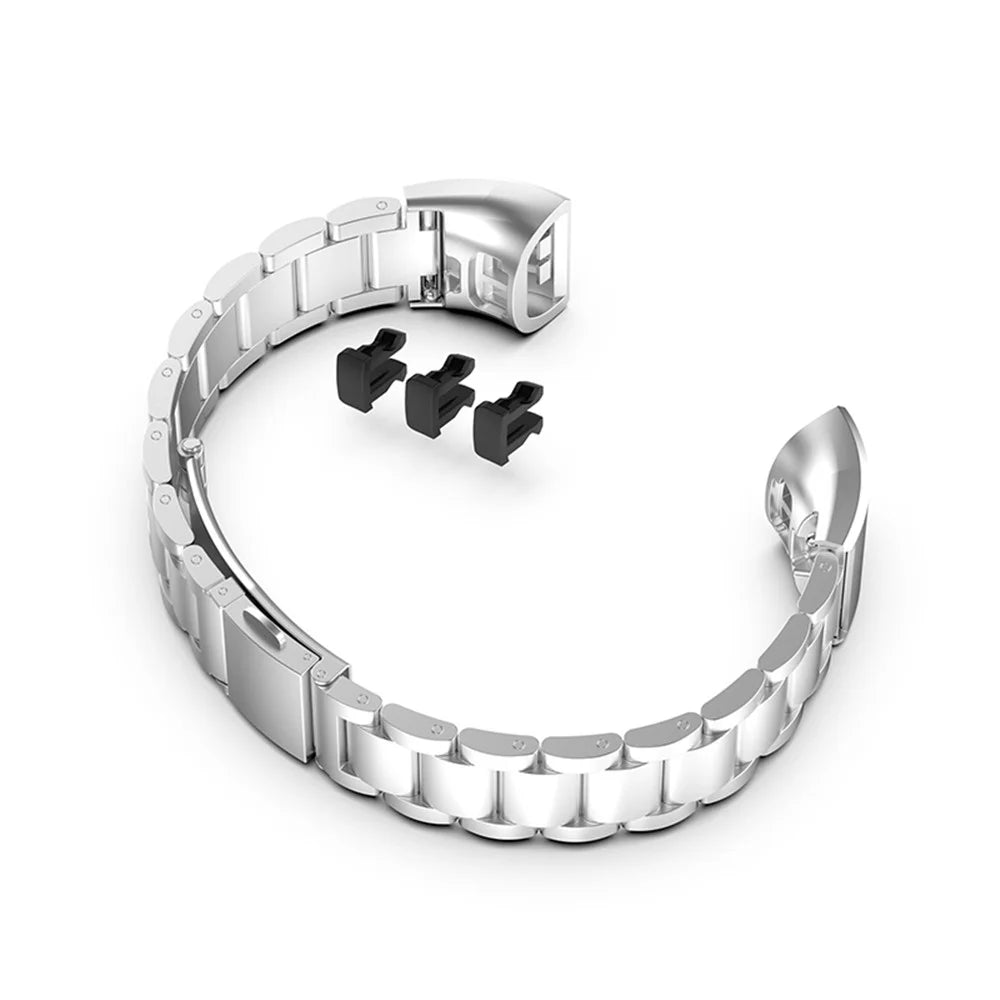 For Honor Band 4/5 Stainless Steel 3 Beads Watch Band Replacement Wrist Strap with Buckles - 3