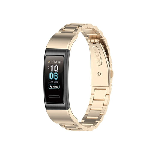For Honor Band 4 / 5 Stylish Watch Band Stainless Steel 3 Beads Replacement Wrist Strap with Buckles - Champagne Gold - 1