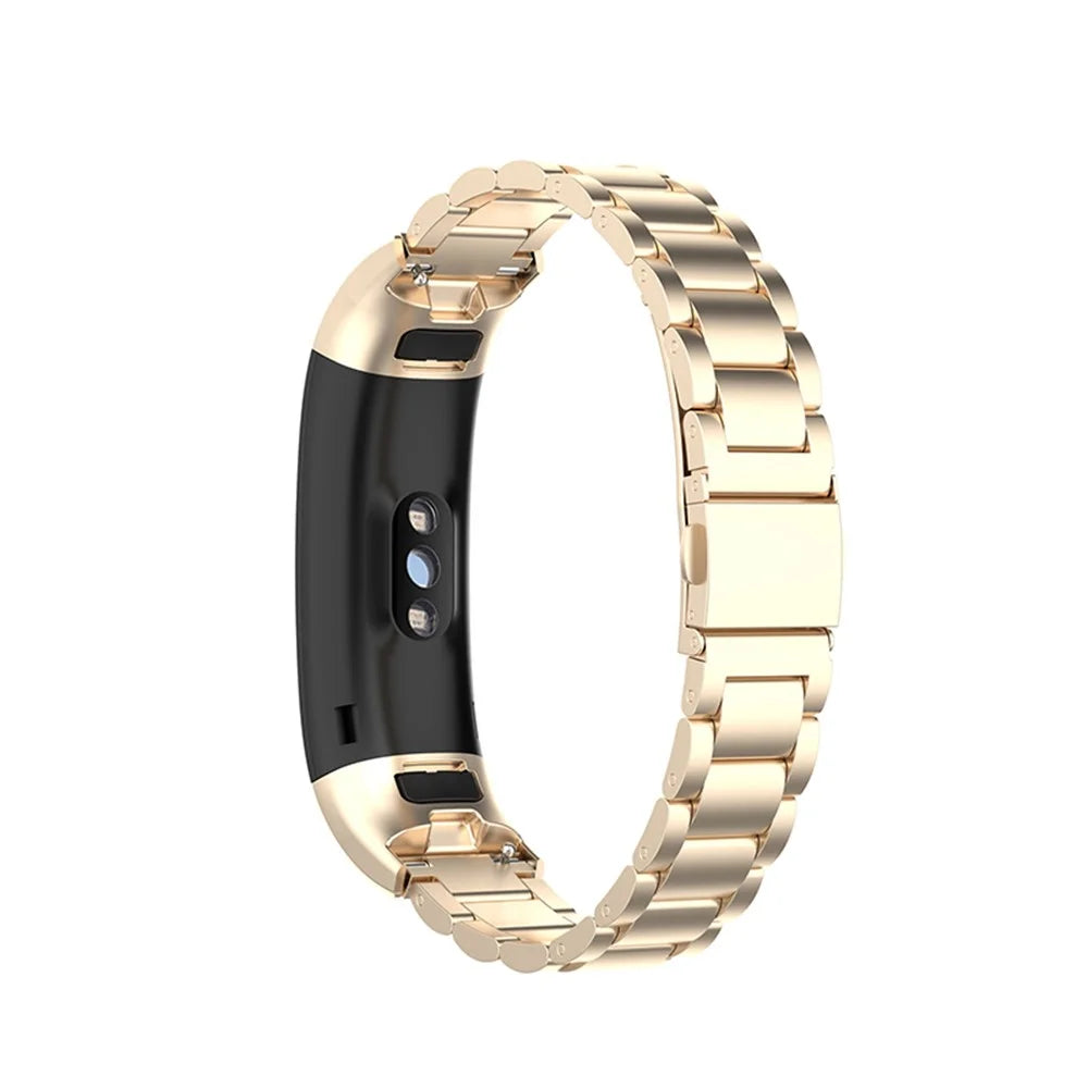 For Honor Band 4 / 5 Stylish Watch Band Stainless Steel 3 Beads Replacement Wrist Strap with Buckles - Champagne Gold - 2