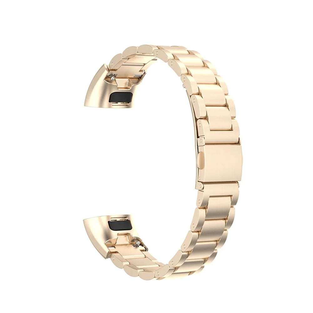 For Honor Band 4 / 5 Stylish Watch Band Stainless Steel 3 Beads Replacement Wrist Strap with Buckles - Champagne Gold - 3