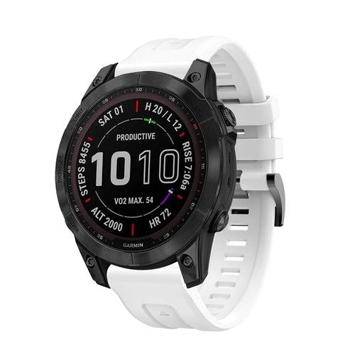 For Garmin Fenix 7 / Fenix 6 Pro / 5 / Amazfit Falcon Armband Silicone Watch Strap with Buckle - White - 1