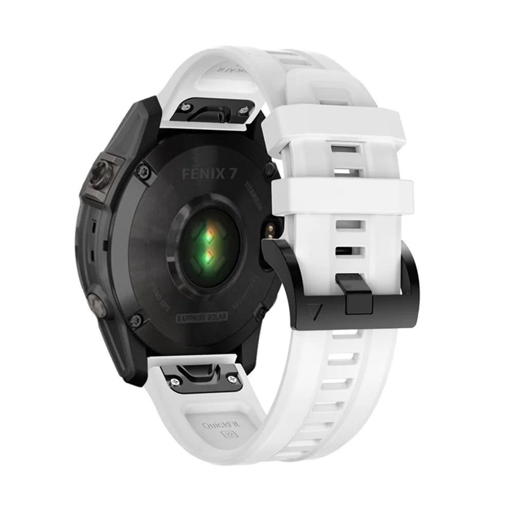For Garmin Fenix 7 / Fenix 6 Pro / 5 / Amazfit Falcon Armband Silicone Watch Strap with Buckle - White - 2