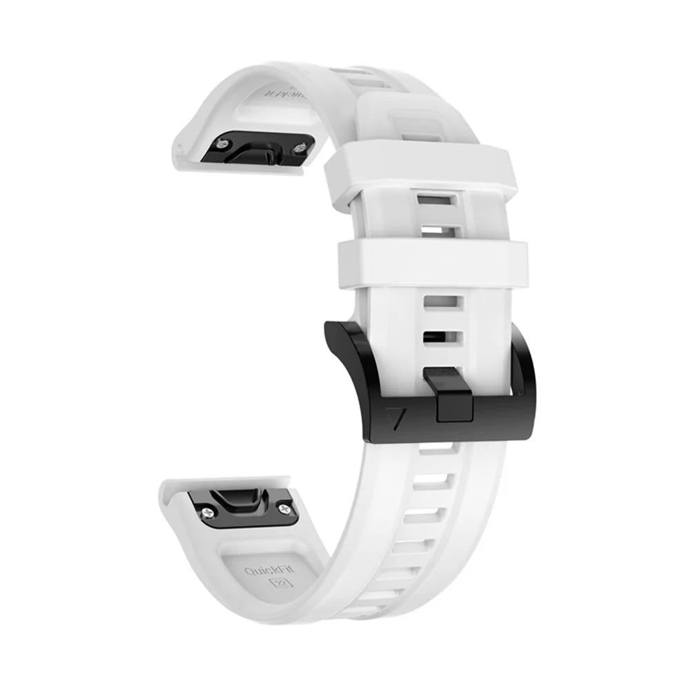 For Garmin Fenix 7 / Fenix 6 Pro / 5 / Amazfit Falcon Armband Silicone Watch Strap with Buckle - White - 3