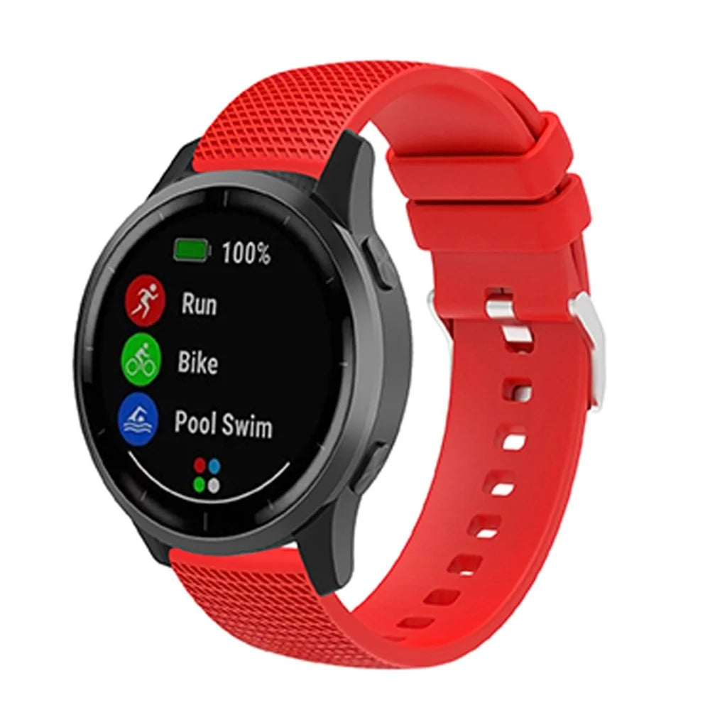 For Huawei TalkBand B5 Grid Design Soft Silicone Watch Band 18mm Replacement Strap with Silver Buckle - Red - 1