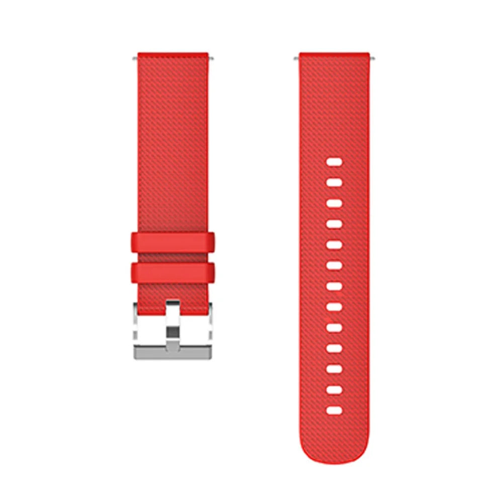 For Huawei TalkBand B5 Grid Design Soft Silicone Watch Band 18mm Replacement Strap with Silver Buckle - Red - 2