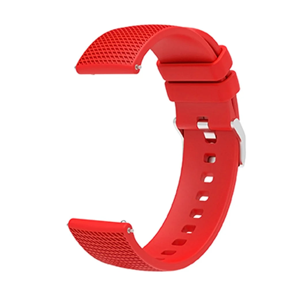 For Huawei TalkBand B5 Grid Design Soft Silicone Watch Band 18mm Replacement Strap with Silver Buckle - Red - 3