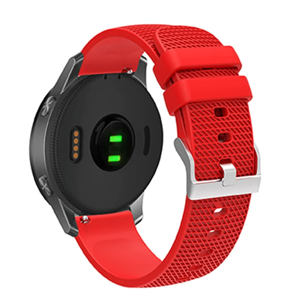 For Huawei TalkBand B5 Grid Design Soft Silicone Watch Band 18mm Replacement Strap with Silver Buckle - Red - 4