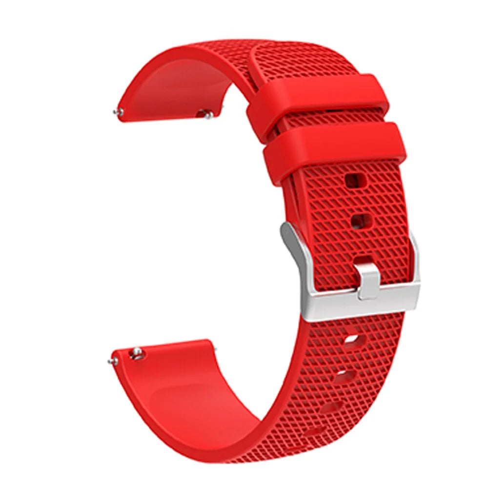 For Huawei TalkBand B5 Grid Design Soft Silicone Watch Band 18mm Replacement Strap with Silver Buckle - Red - 5