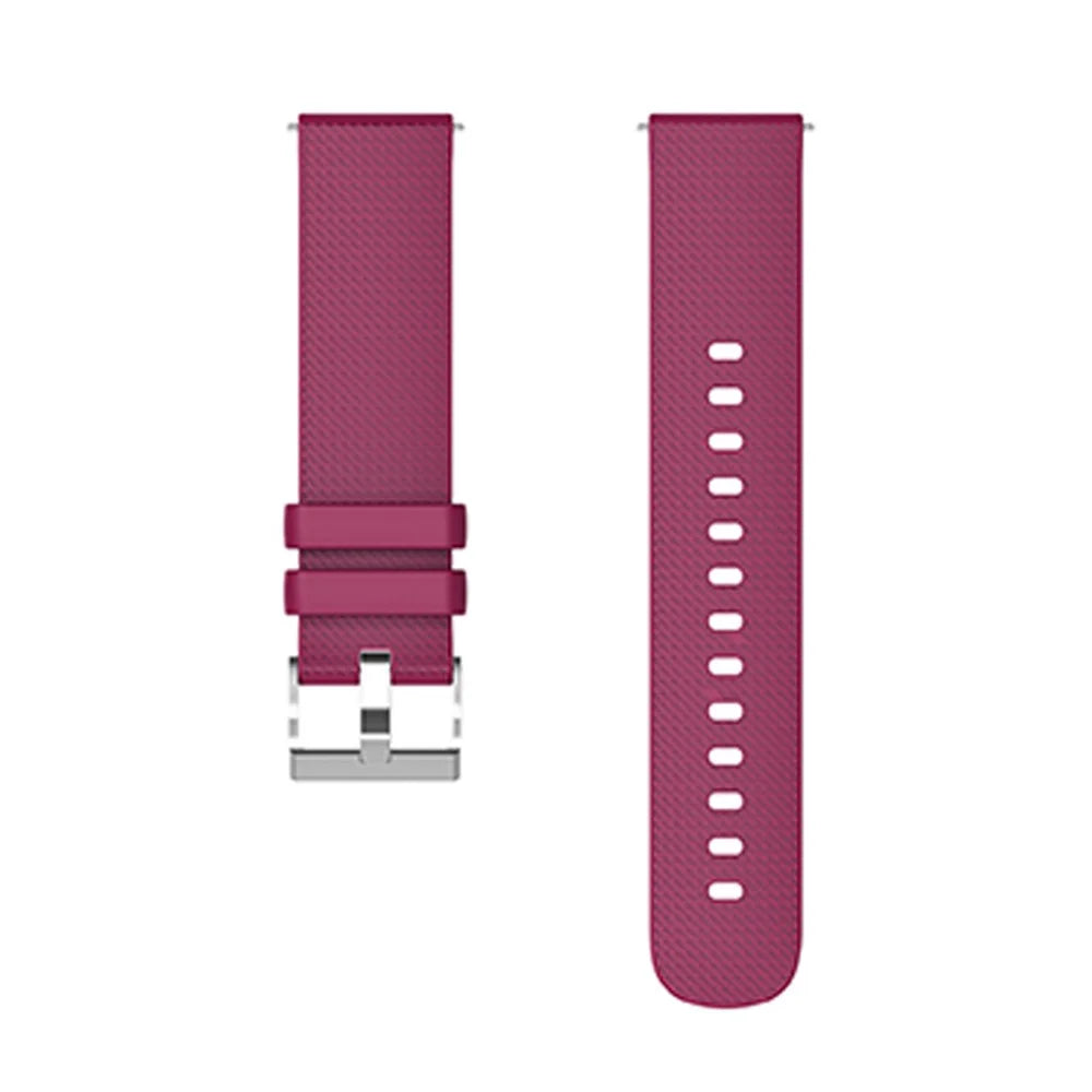 Grid Design Soft Silicone Wrist Band 20mm Smart Watch Replacement Strap with Silver Buckle - Fuchsia - 2