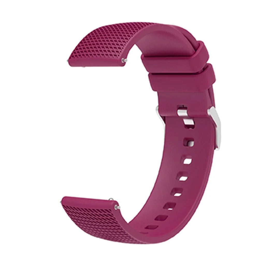 Grid Design Soft Silicone Wrist Band 20mm Smart Watch Replacement Strap with Silver Buckle - Fuchsia - 3