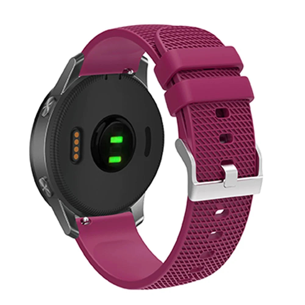 Grid Design Soft Silicone Wrist Band 20mm Smart Watch Replacement Strap with Silver Buckle - Fuchsia - 4