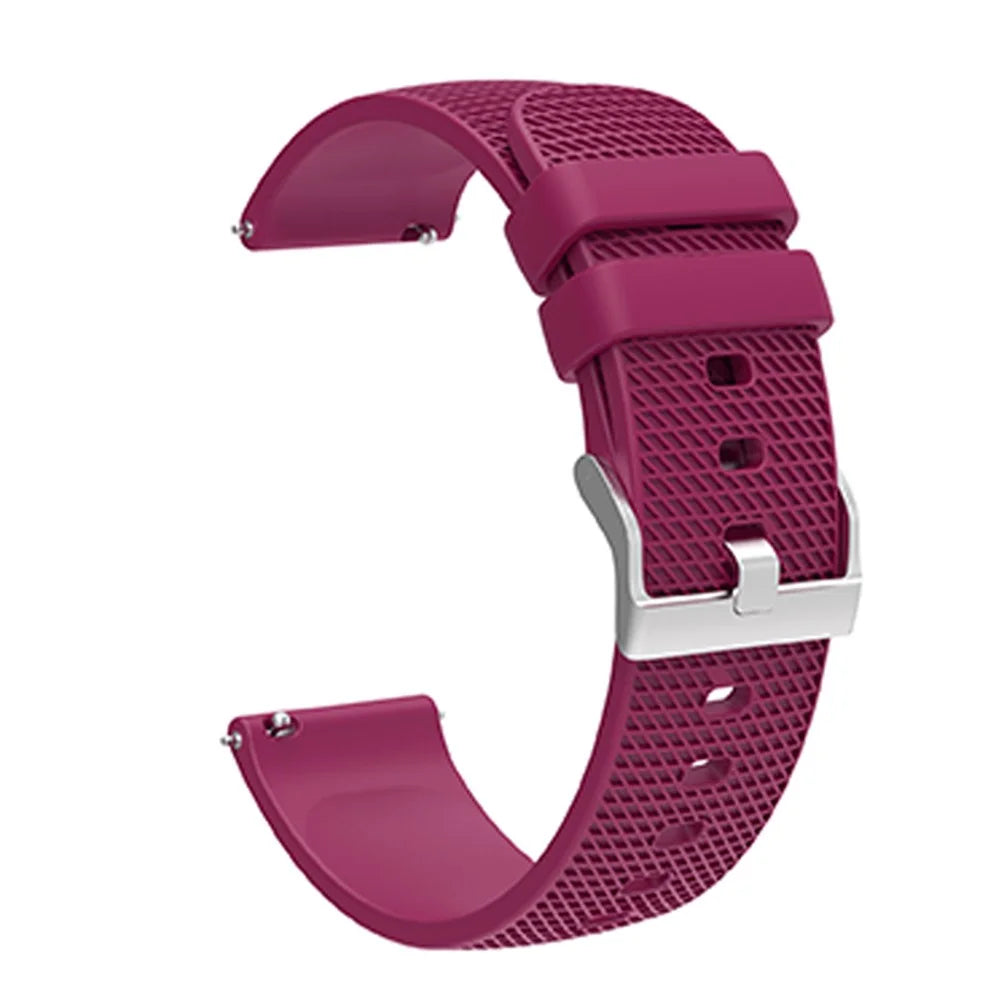 Grid Design Soft Silicone Wrist Band 20mm Smart Watch Replacement Strap with Silver Buckle - Fuchsia - 5